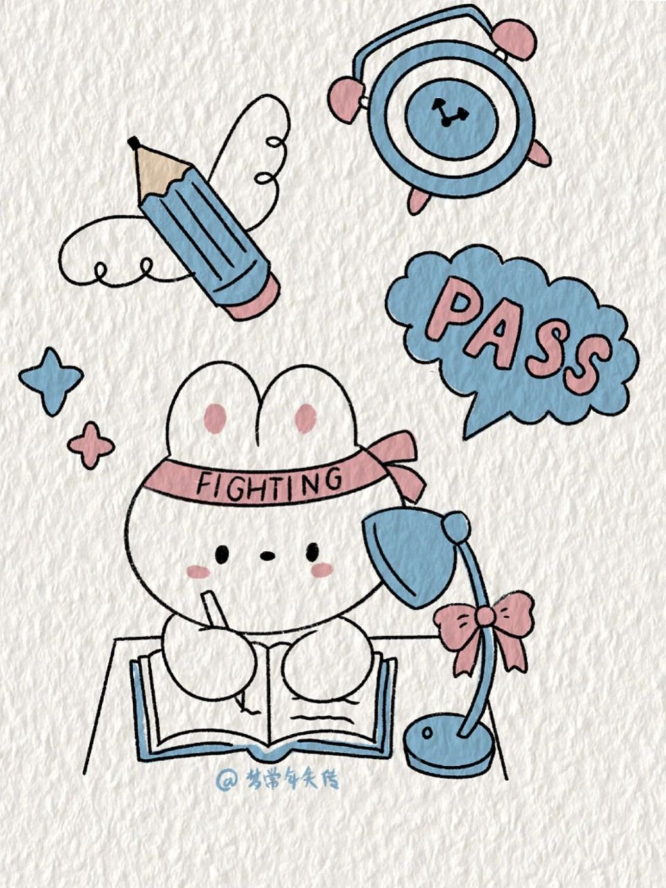 可爱小白兔/考试加油简笔画教程 考试加油系列简笔画手帐素材教程 祝