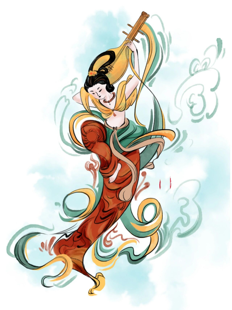 手绘人物插画打卡17【敦煌配色1】 课程一下子就升级了,需要理解人物