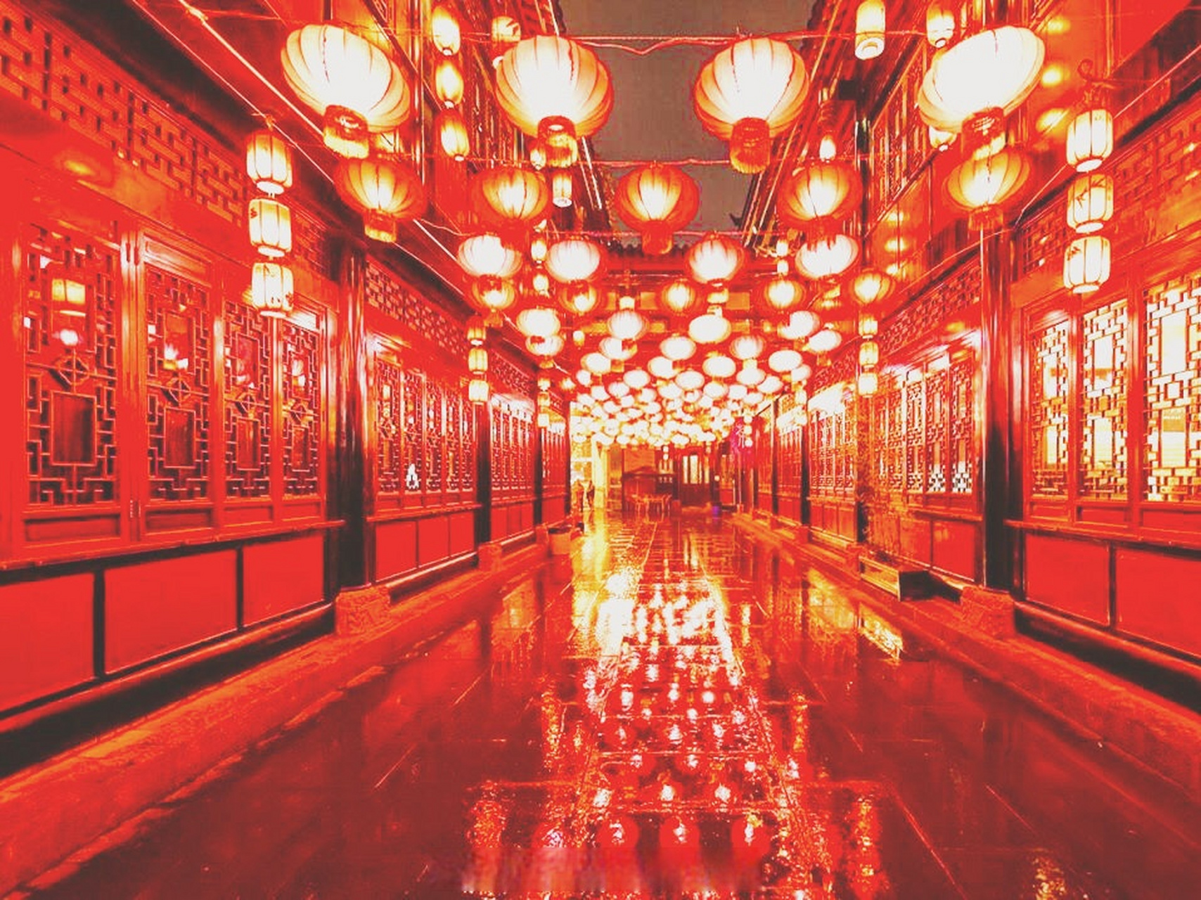 成都锦里夜景·大红灯笼高高挂·每天喜庆像过年!