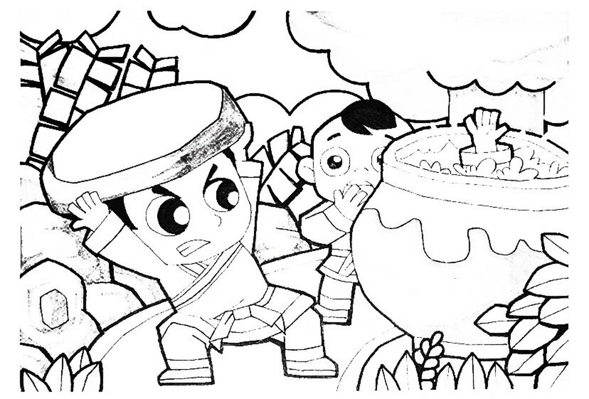 司马光砸缸 故事配画儿童画