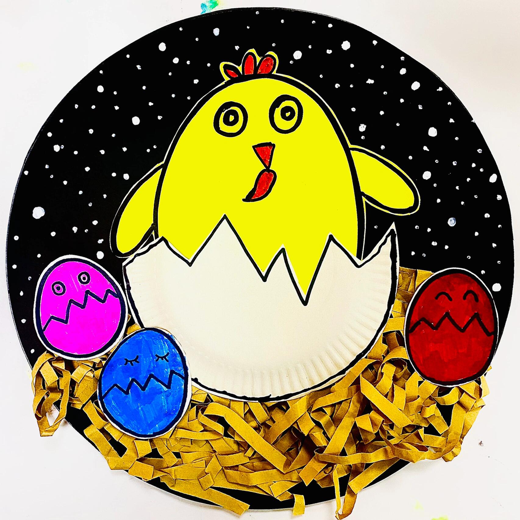 《小鸡出壳啦》创意画