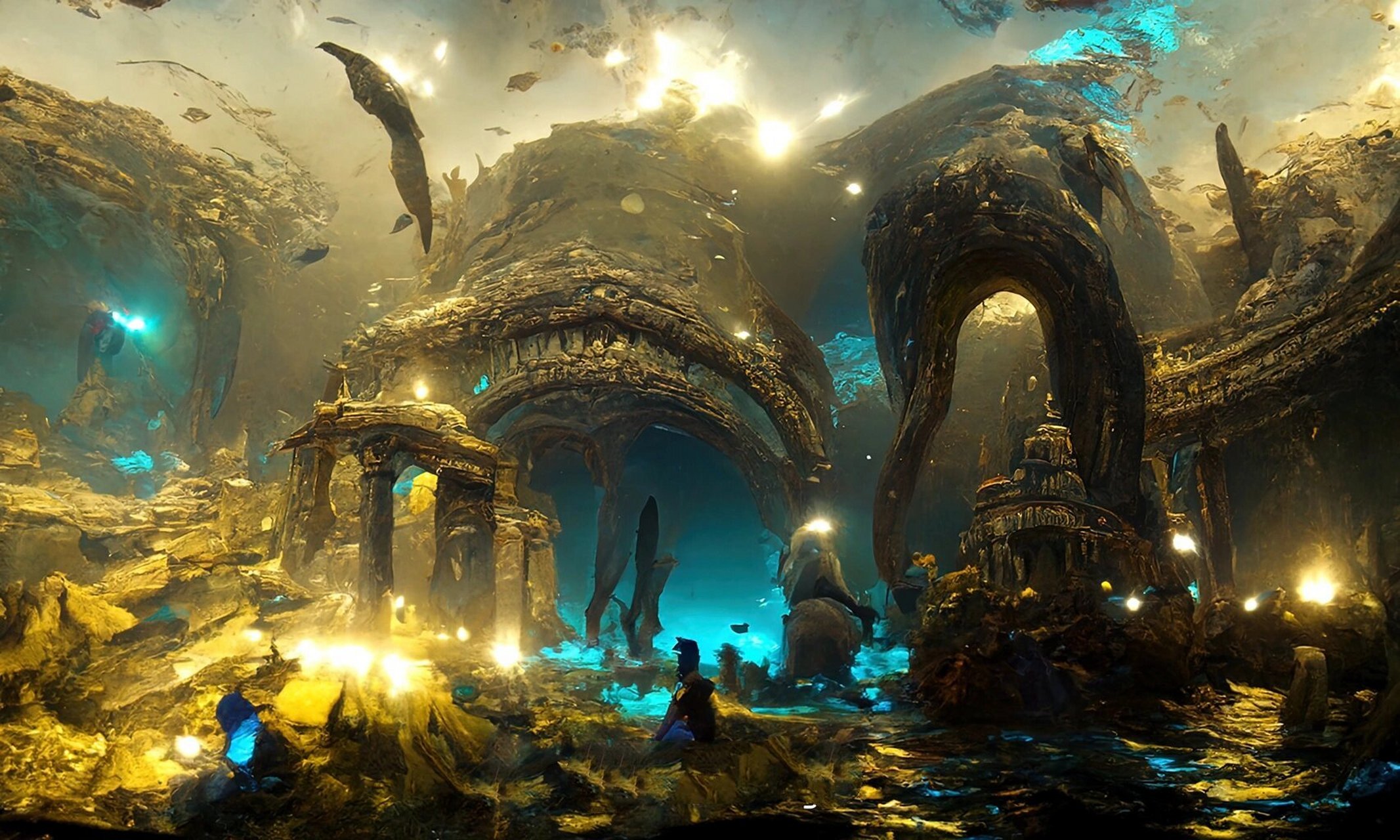 atlantis|神秘文明的海底遗迹 ai程序disco diffusion对海底遗迹的