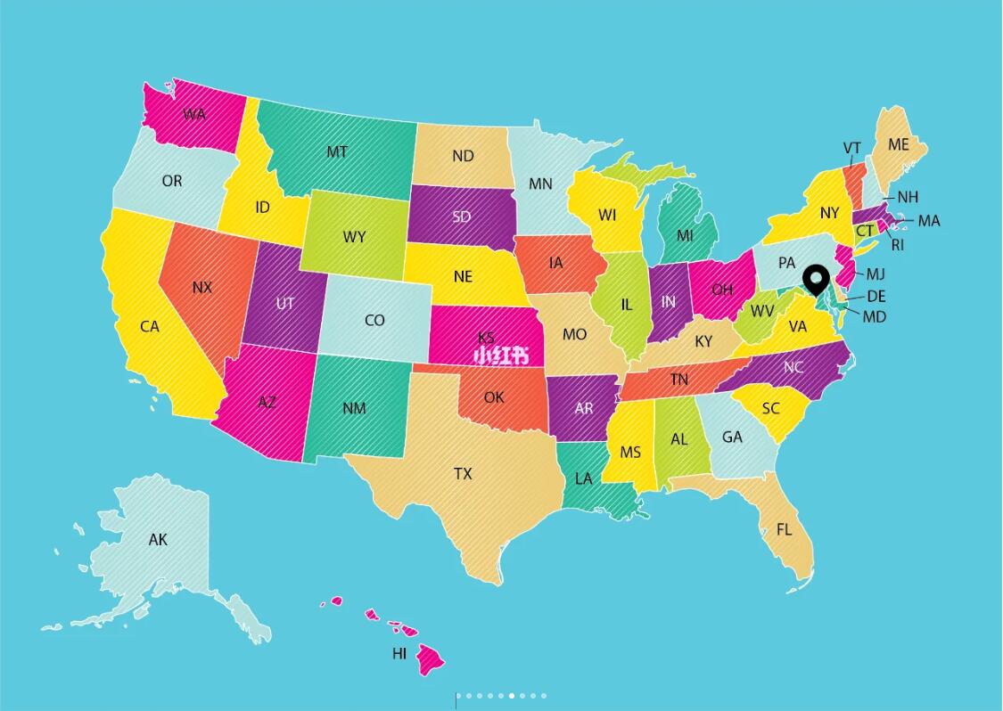 美国货代必备,美国地图介绍,二字码