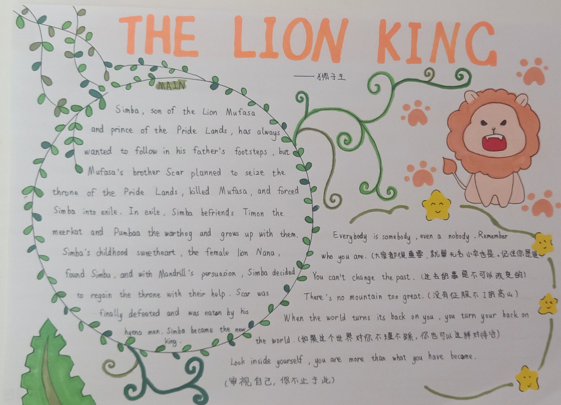 《狮子王》的a4手抄报