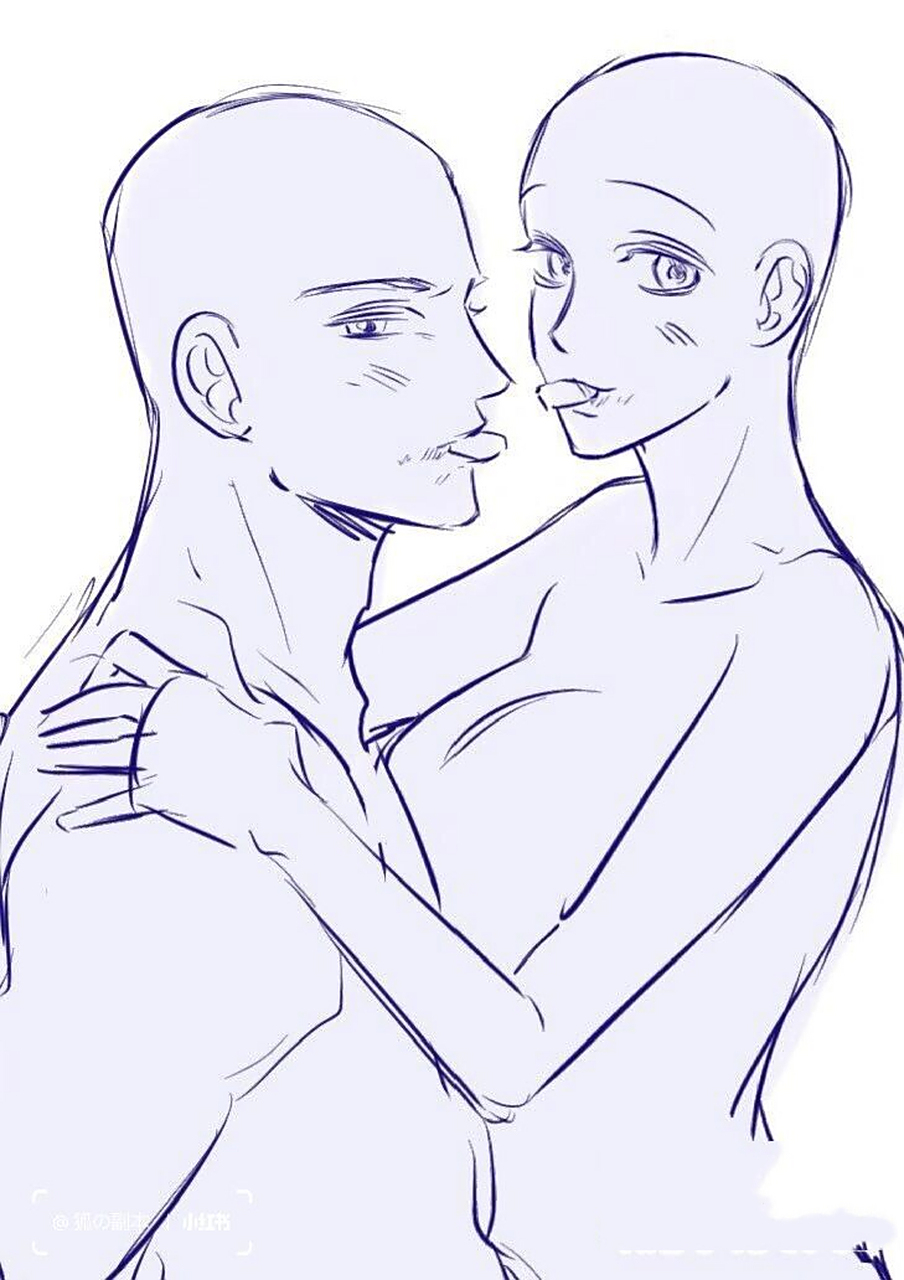 情侣双人半身甜蜜互动模板素材