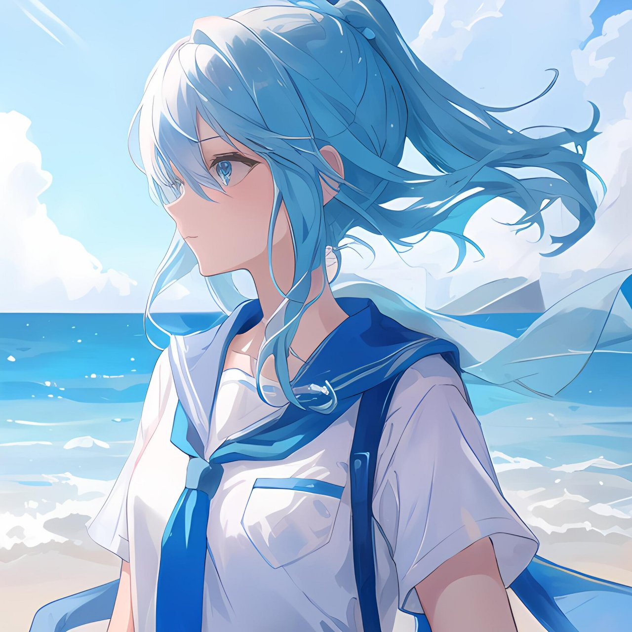 蓝发女生头像分享 #动漫女生头像# #动漫女头# #女生头像# #al绘画