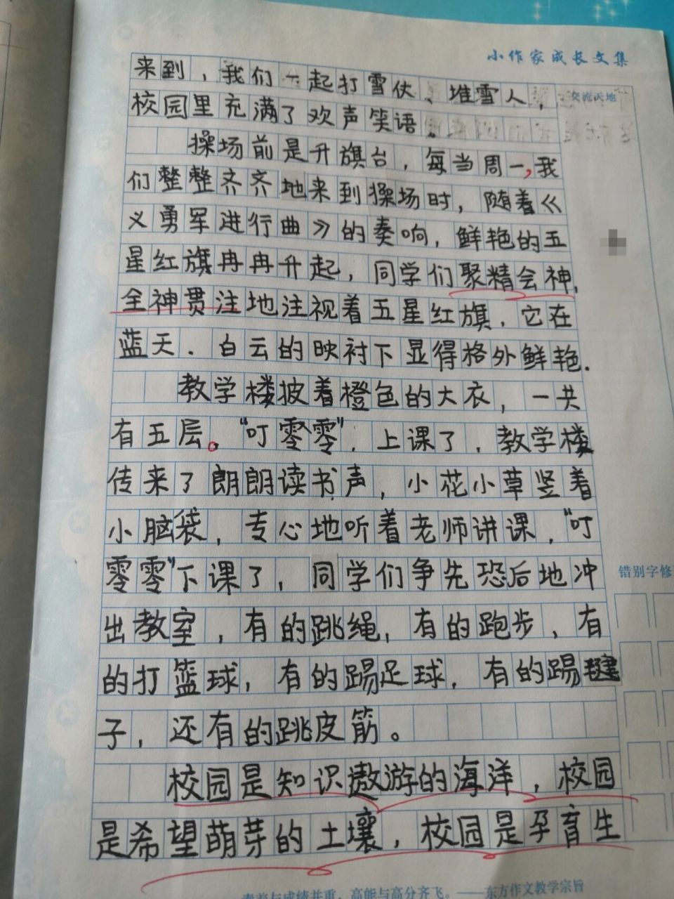 四年级作文《校园风景线》 小男孩哦,字是不是很规整?