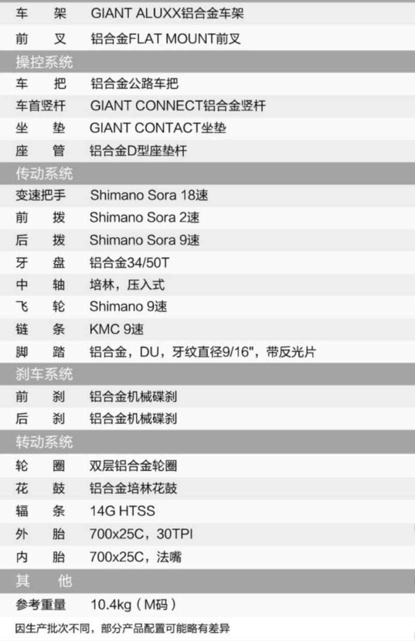 捷安特scr-d giantaluxx铝合金车架 铝合金flatmount前叉 铝合金公路