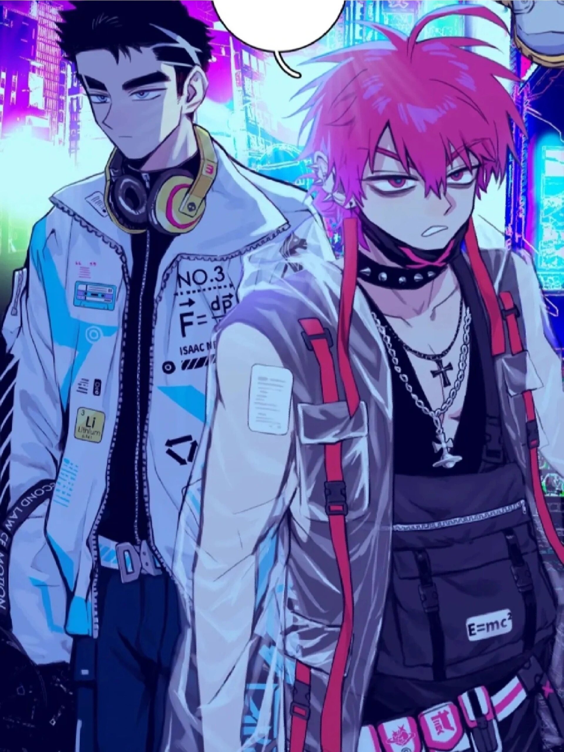 漫画推荐4《硬核一中》 画风如标题一样十分硬核,用色大胆,画面绚丽