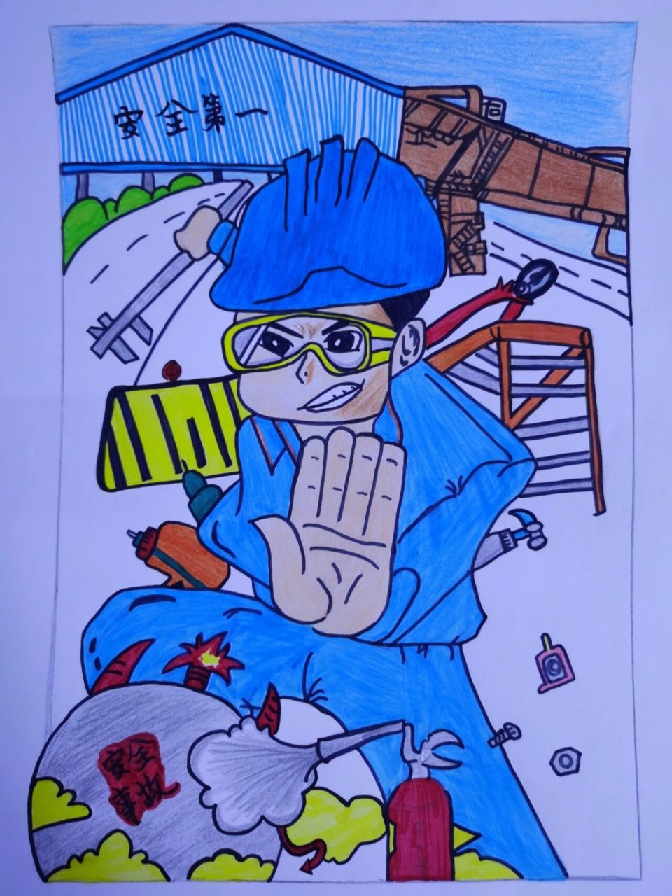 安全生产宣传画 企业安全生产绘画