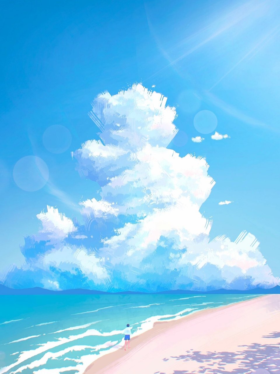 治愈系插画|海边少年 "在那个蝉鸣不止的夏天,我安静的回头,同那个