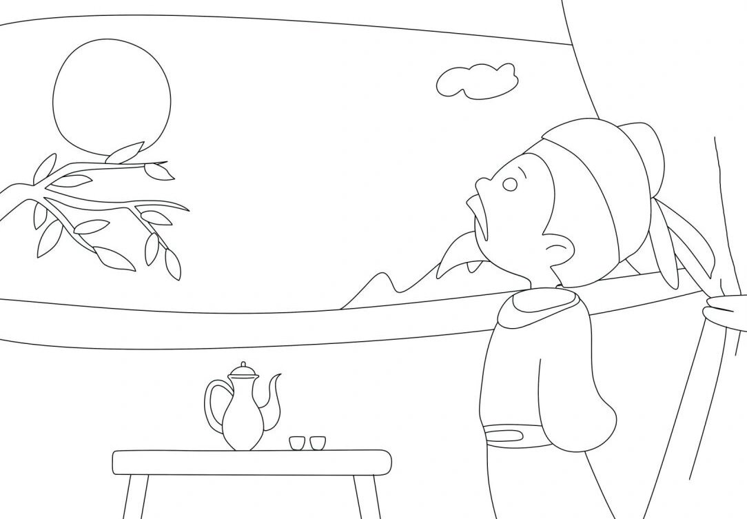 97一年级古诗配画《静夜思》收藏备用吧