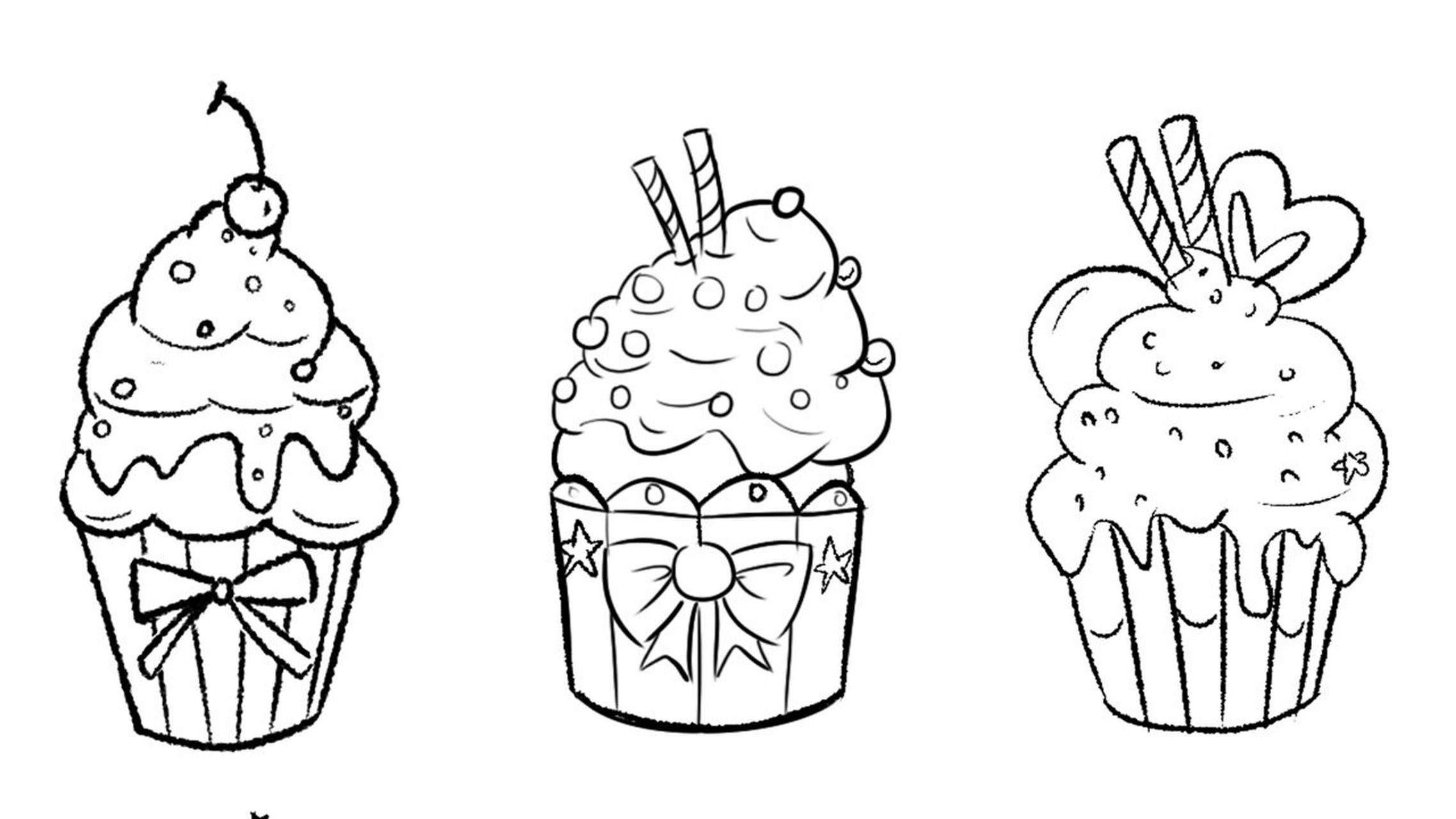 卡通纸杯蛋糕|简笔画素材 好看的纸杯蛋糕07