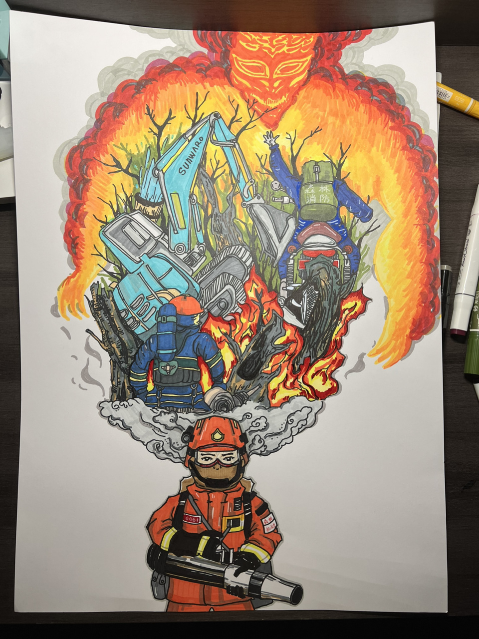 森林防火绘画作品 森林防火绘画作品