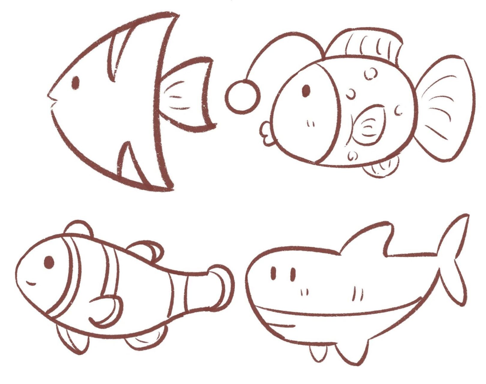 各种鱼简笔画简单图片