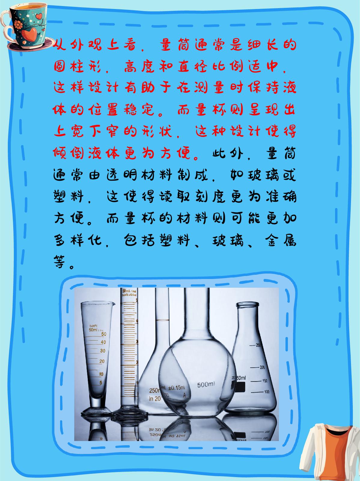 量筒和量杯的区别 我认为量筒和量杯虽然都是用于测量液体体积的工具