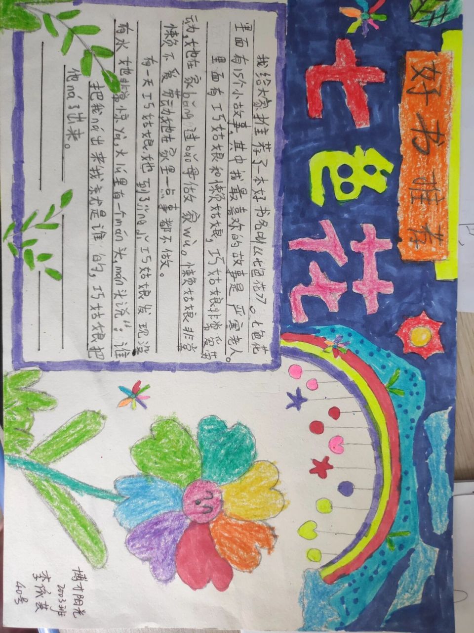 二年级假期特色作业:好书推荐卡   选了几个做得还可以的 希望复学后