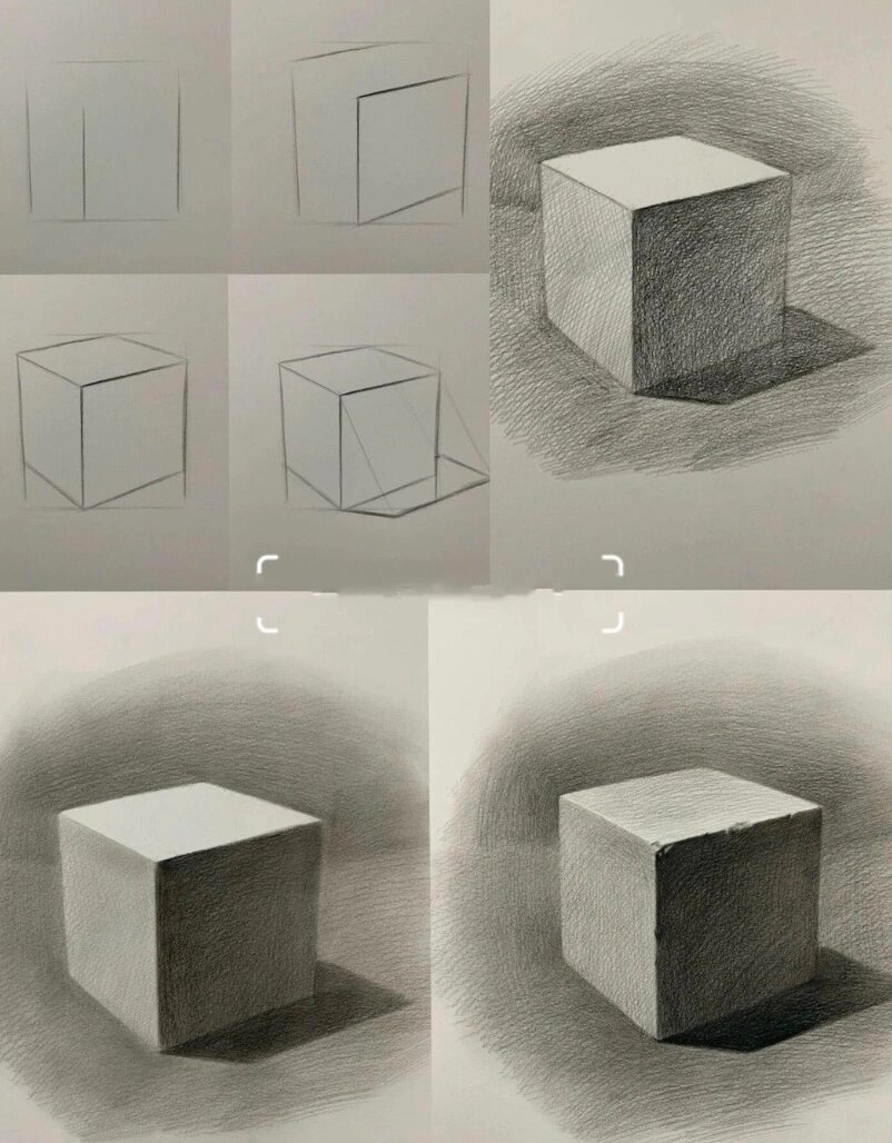 新手入门教学 素描正方体步骤图 1