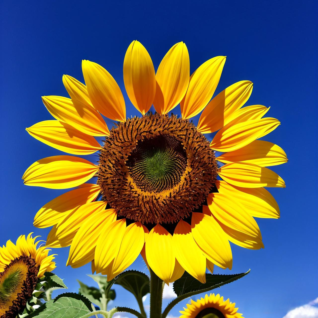 向日葵花确实具有令人赞叹的美丽.它们的花盘如黄金般绽放,色彩鲜艳明