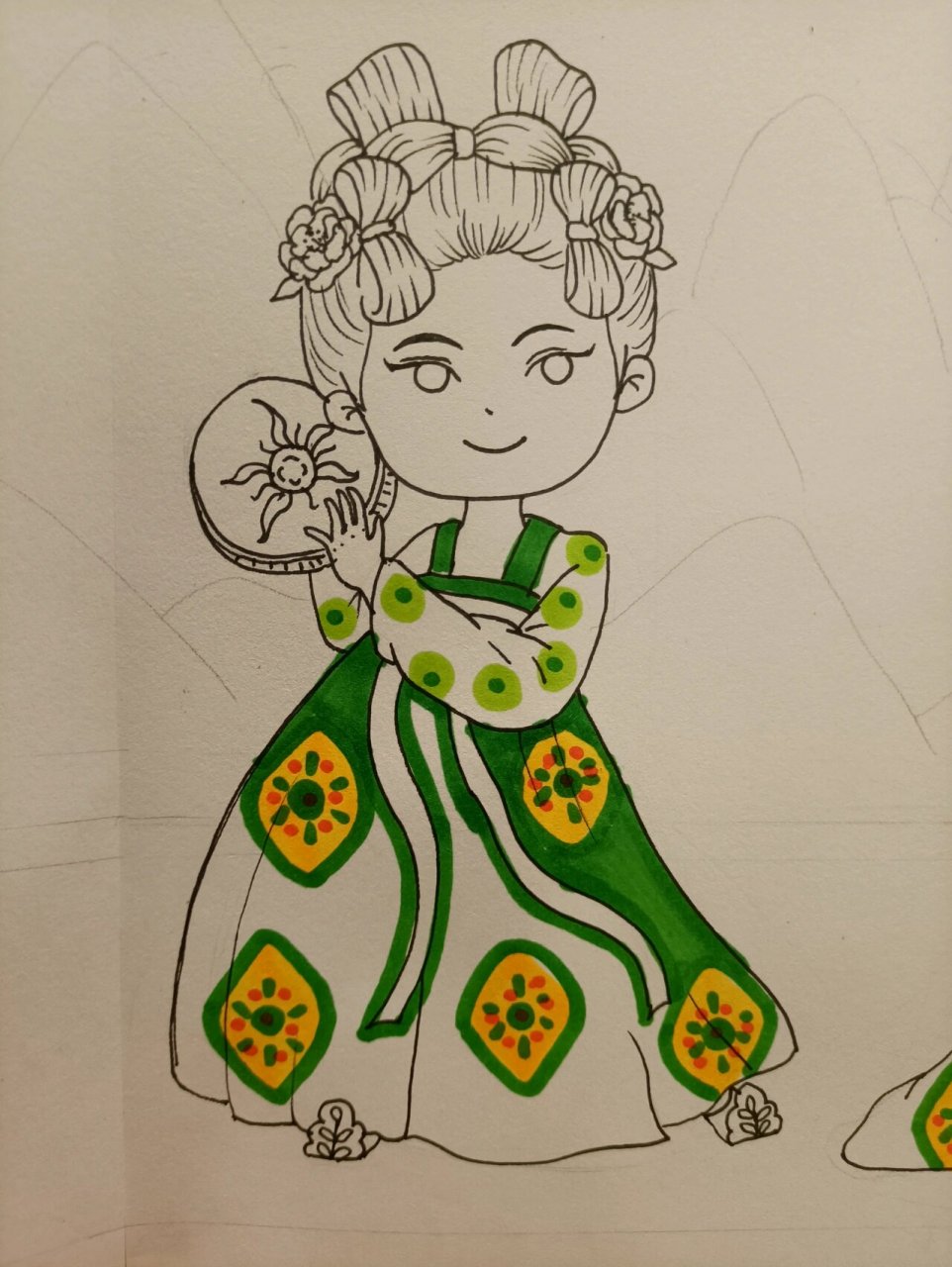 古风漫画儿童画《唐宫夜宴》 附详细过程图