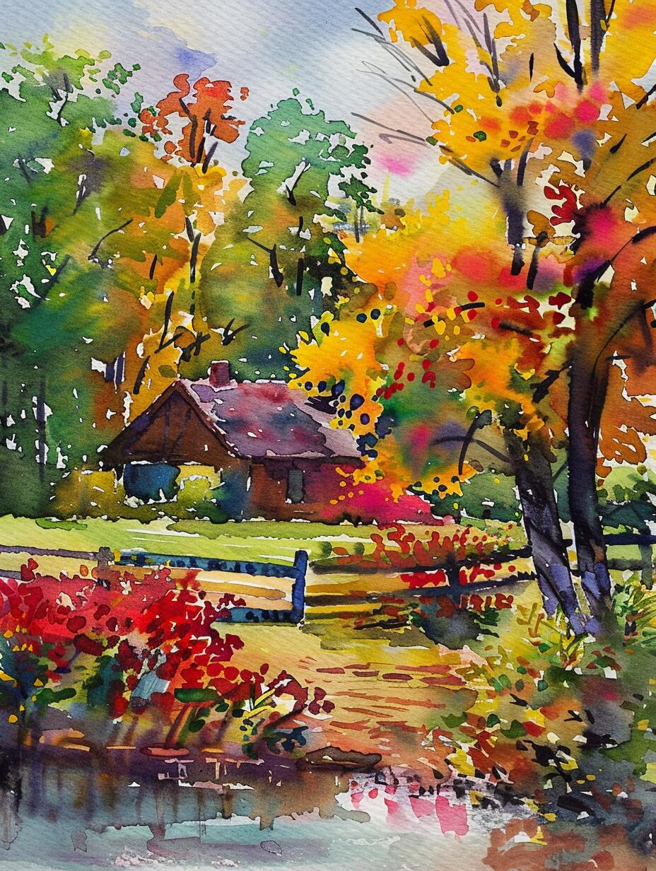 ai水彩|秋日的田野,美的让人心醉!