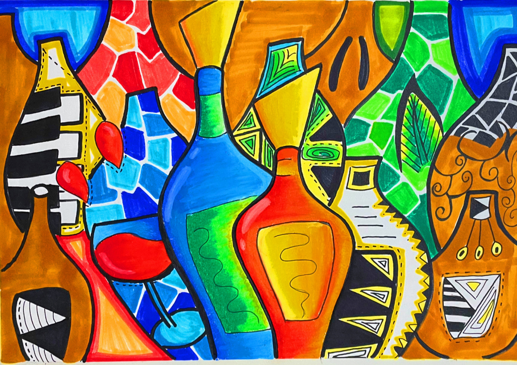 扭曲的瓶子 装饰画 #少儿创意美术