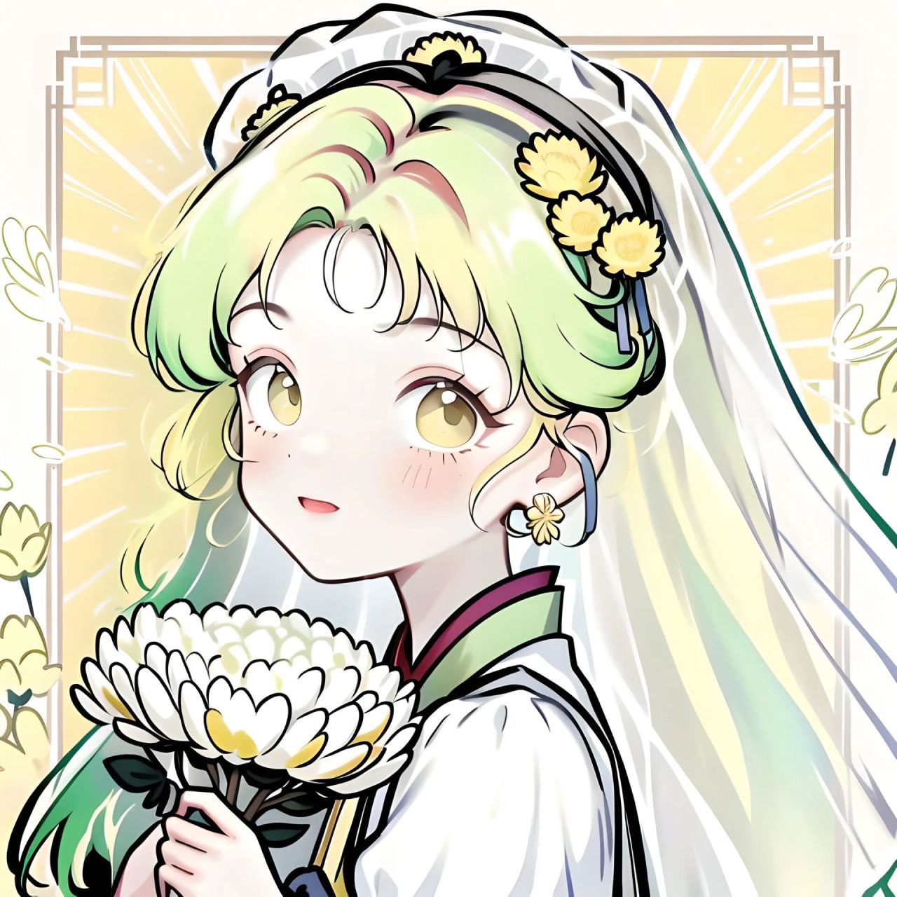 古风极简头像-十一月菊花 99十二花神系列之十一月菊花