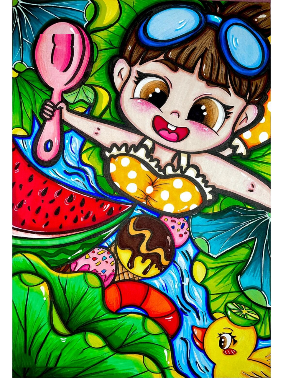 儿童简笔画/夏天儿童画/小女孩/池塘/四季 画季节儿童画要学会观察和