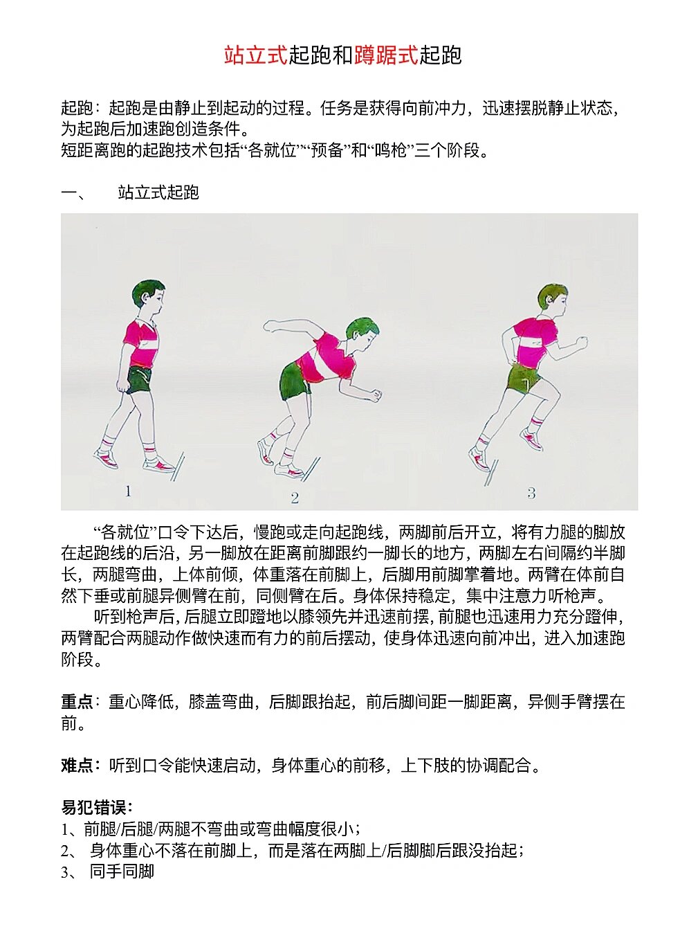 站立式起跑教学步骤图片