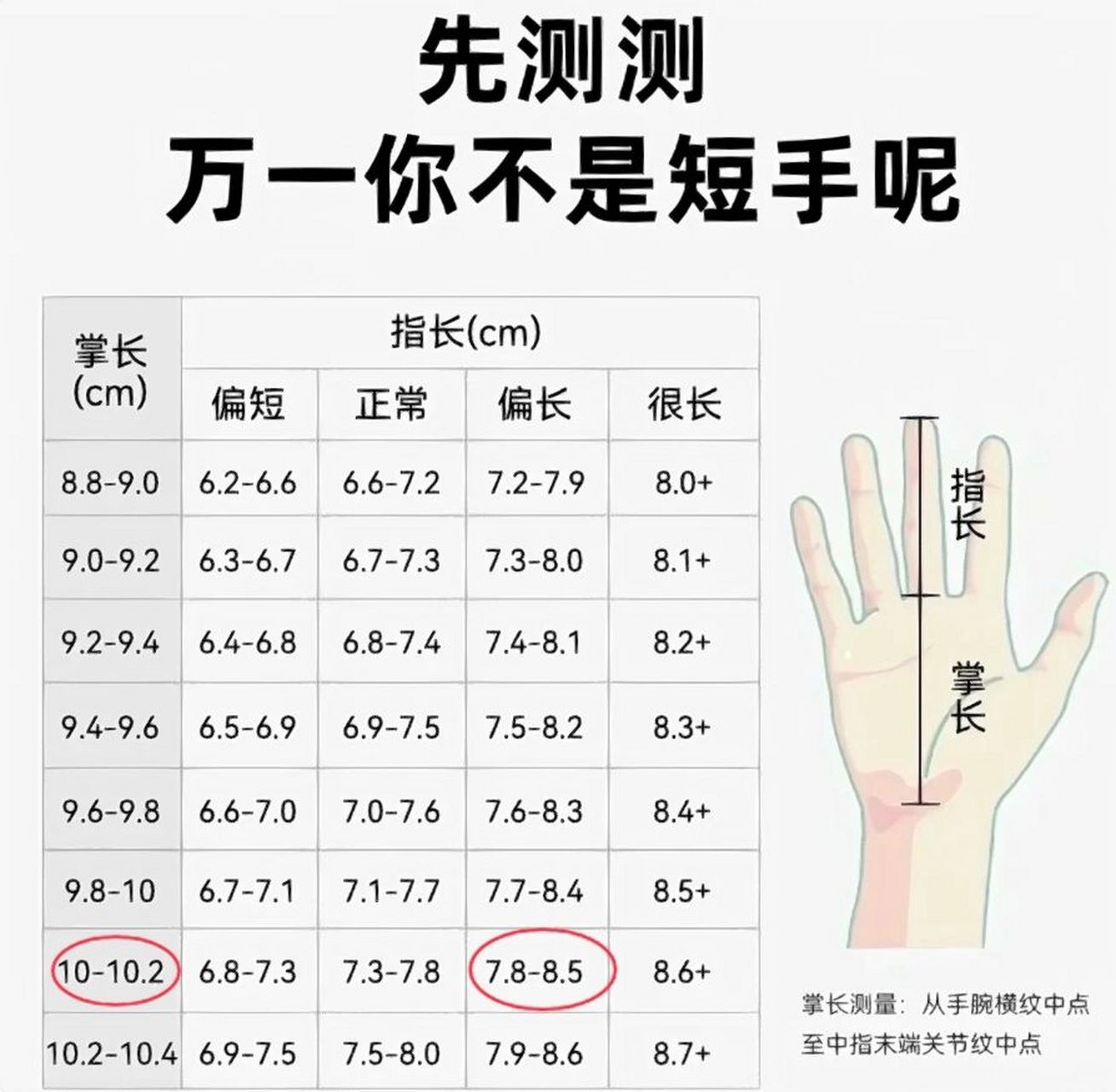 测手长之挑战女生最长手指 我的:手掌10cm,手指8cm,一共18cm 寻找比我