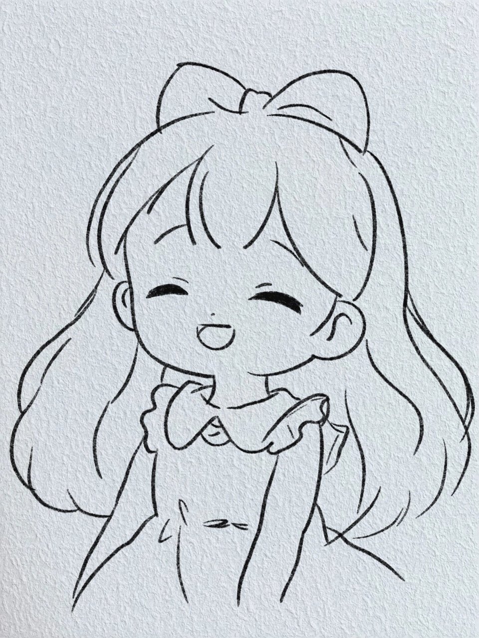 可爱小女孩简笔画/爱笑的女孩运气不会太差 爱笑的眼睛～ 临摹作品