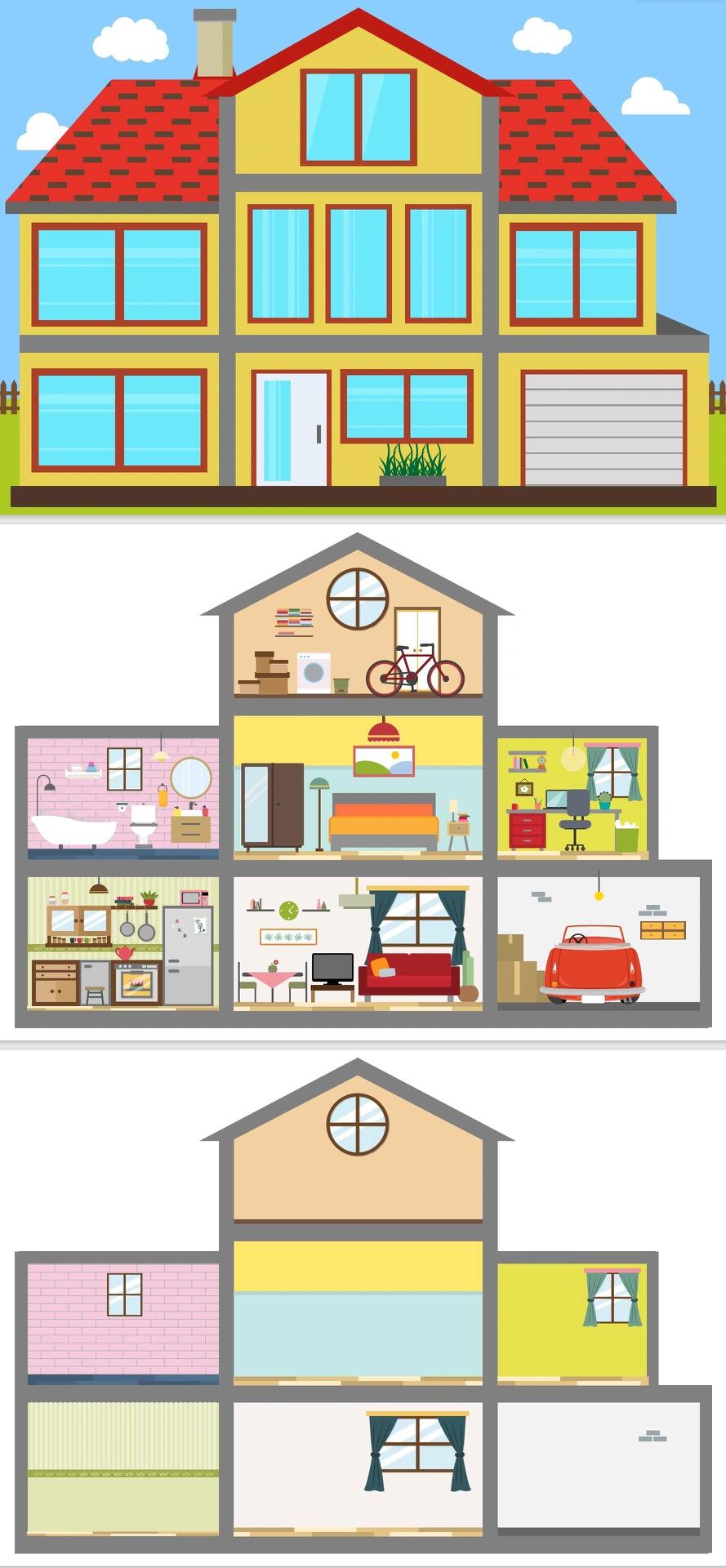 英语课堂教学教具|我的房间my home|手工diy