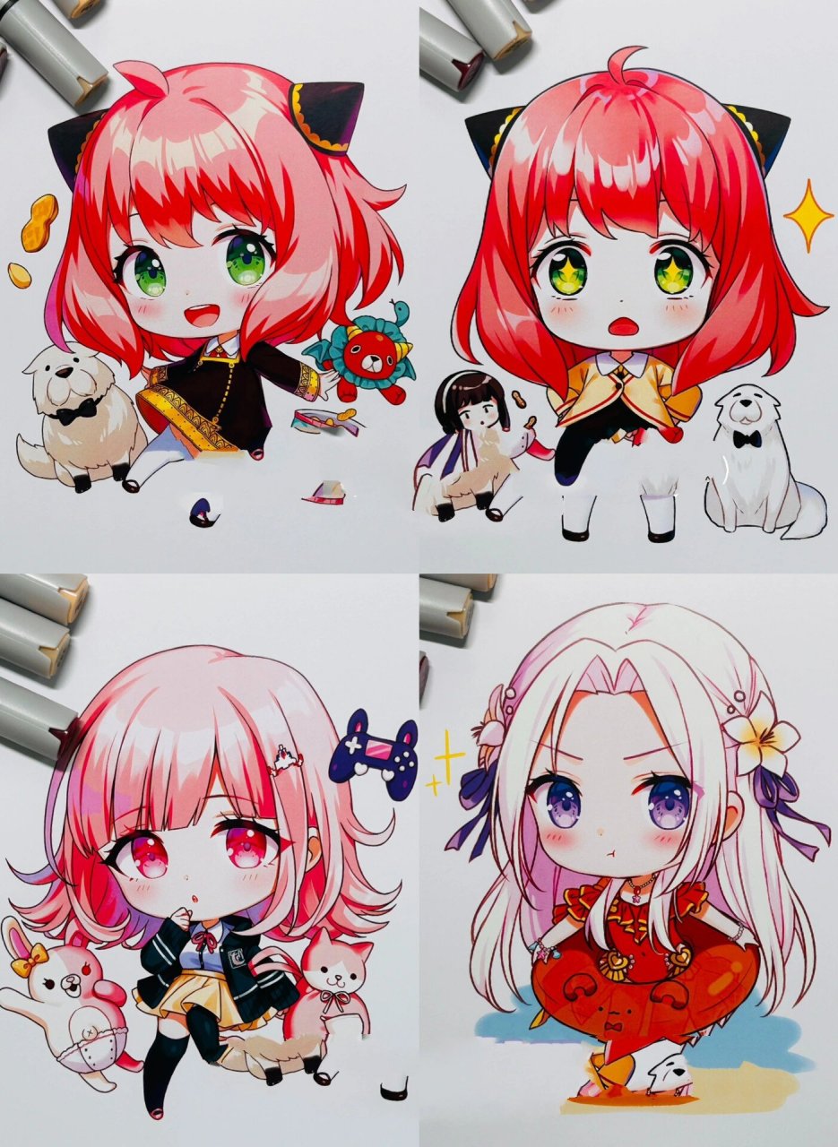 粉色头发合集| q版动漫 卡通女生