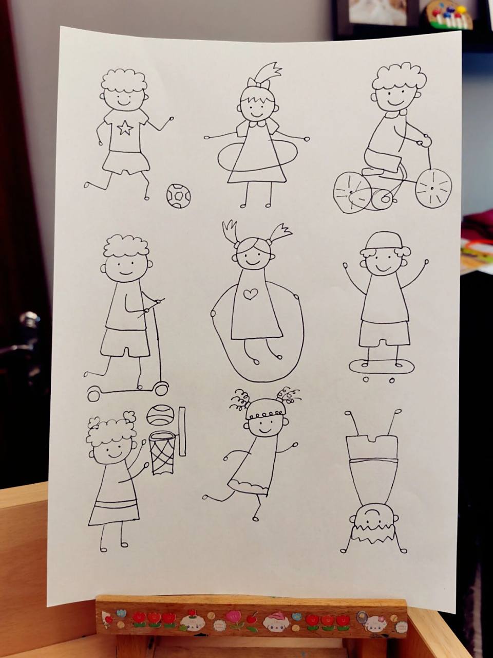 简笔画:爱运动的小朋友【适合手账,手绘】 接上篇 99适合年龄:5岁