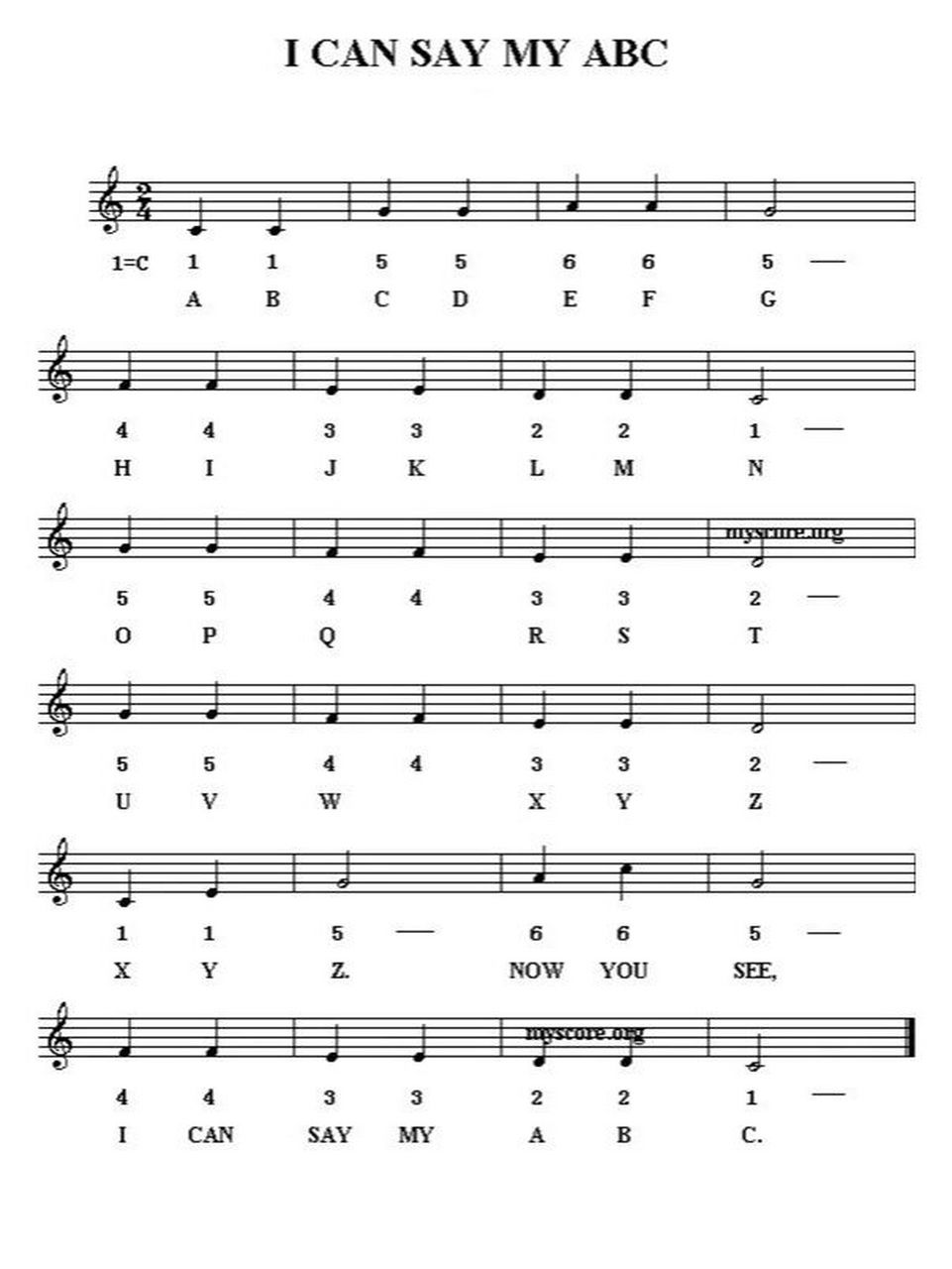 儿歌谱78《abc字母歌》