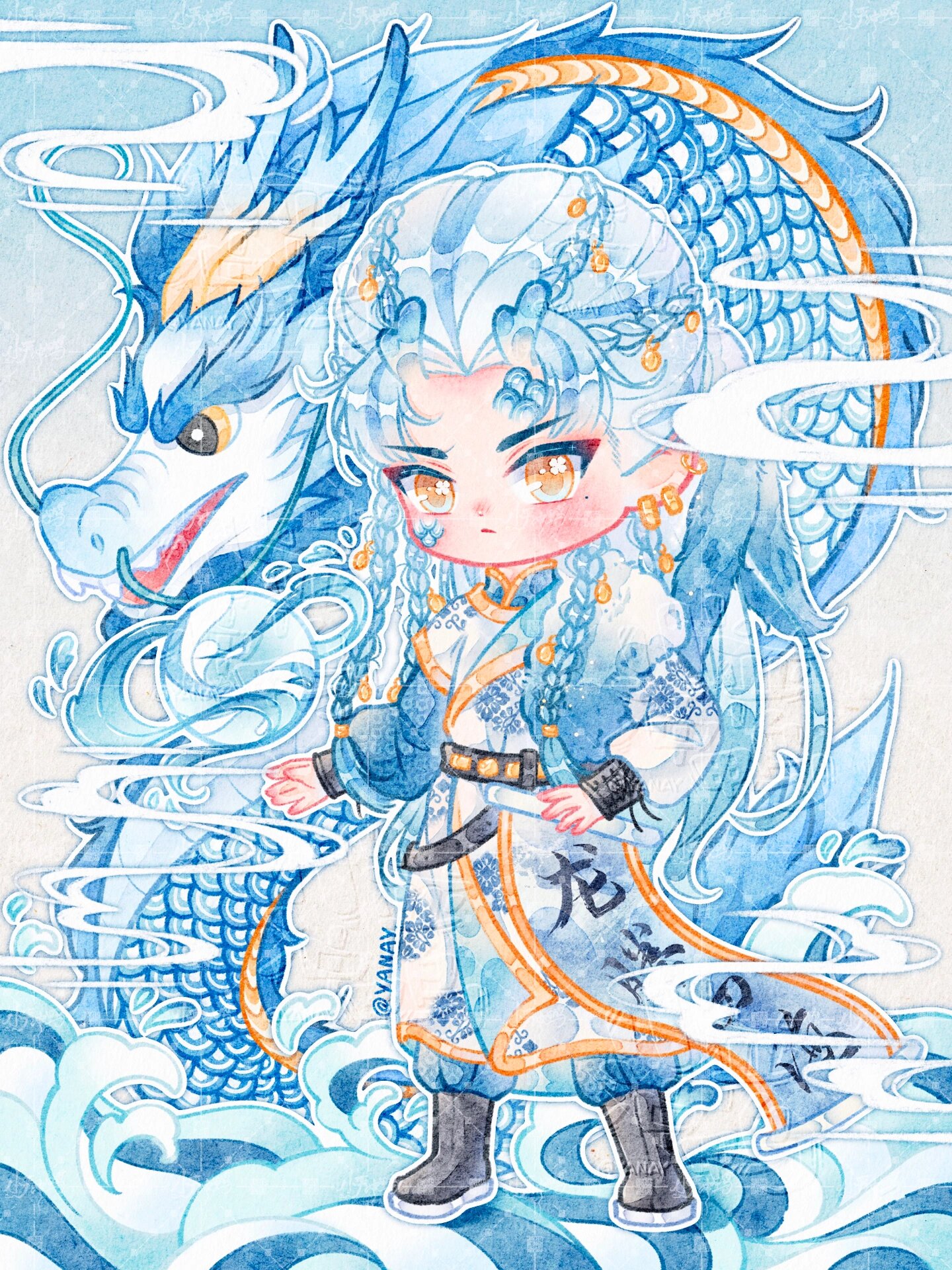 原创插画 | 龙龙拟人61龙腾四海