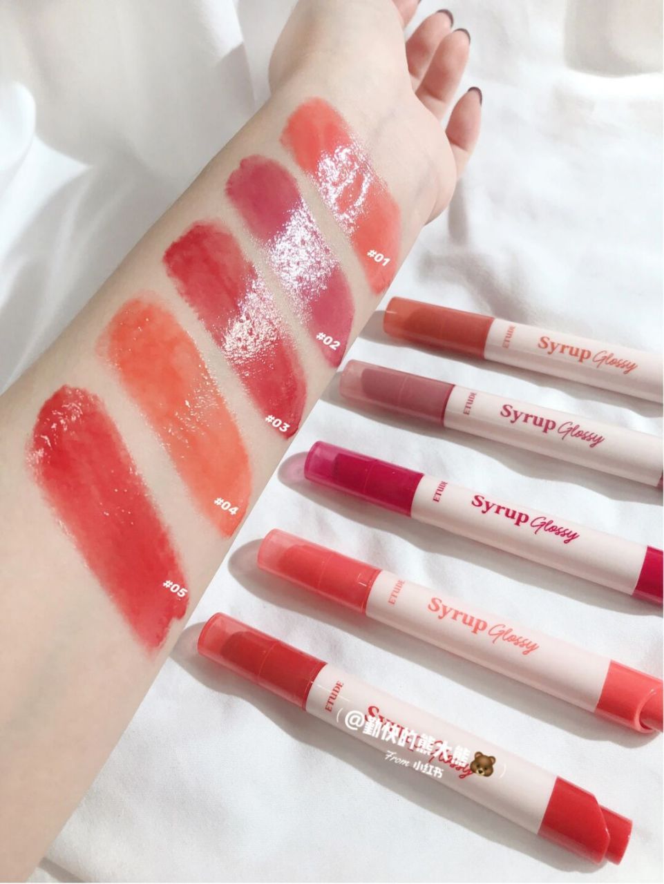 韩国高中女生唇膏99 etude 按压口红全套 全套5只试色 这个glossy