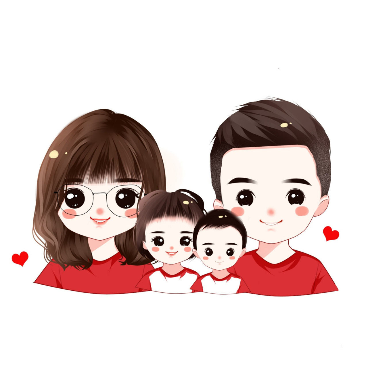 可爱卡通一家三口四口亲子全家福头像 超可爱的亲子手绘头像 可可爱爱