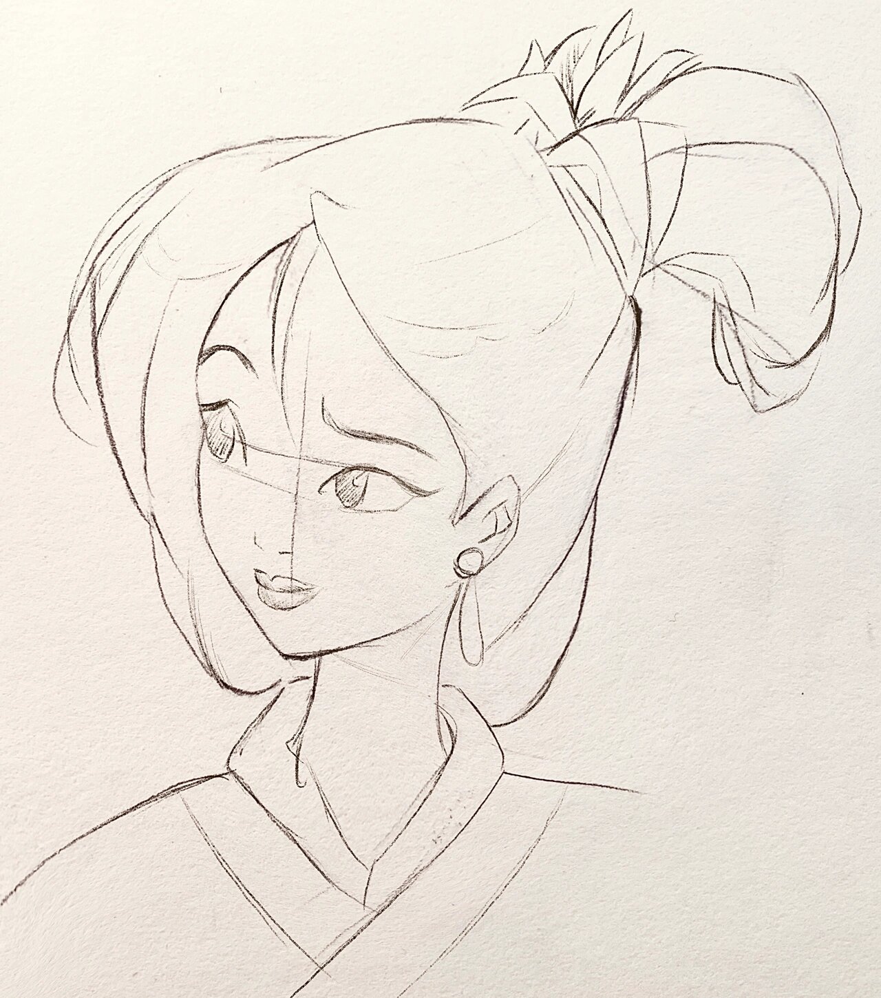手绘少女线稿练习|花木兰附步骤 铅笔线稿练习,迪士尼公主手绘头像