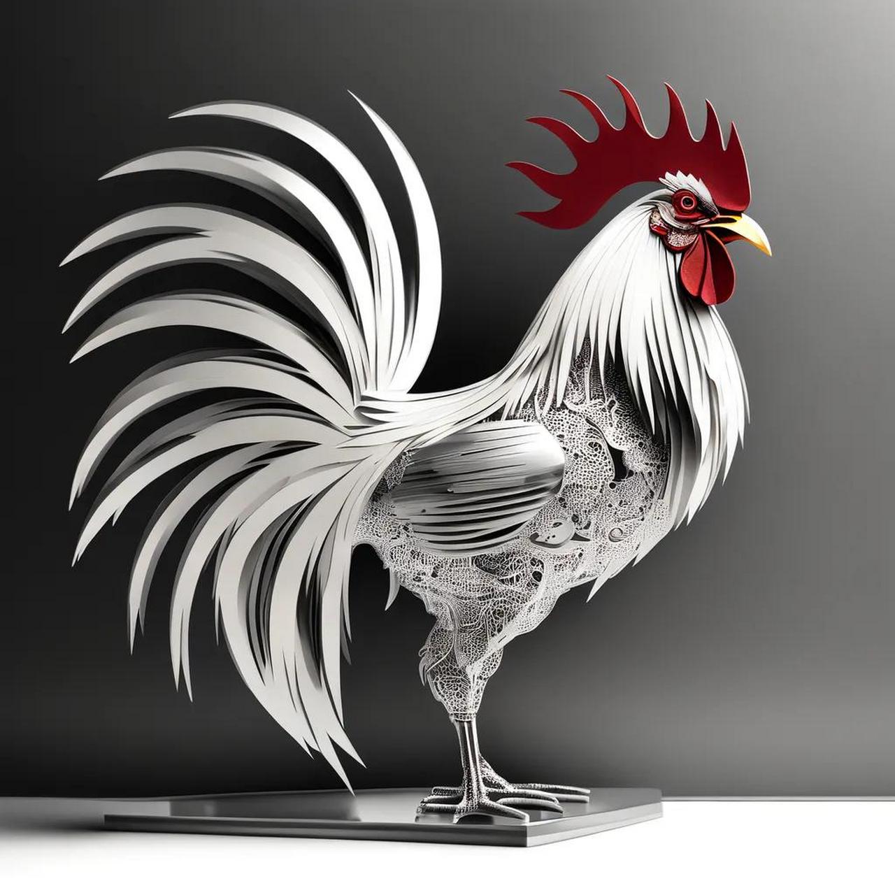 不锈钢镜面公鸡雕塑艺术设计理念  不锈钢镜面公鸡雕塑是一种特殊的