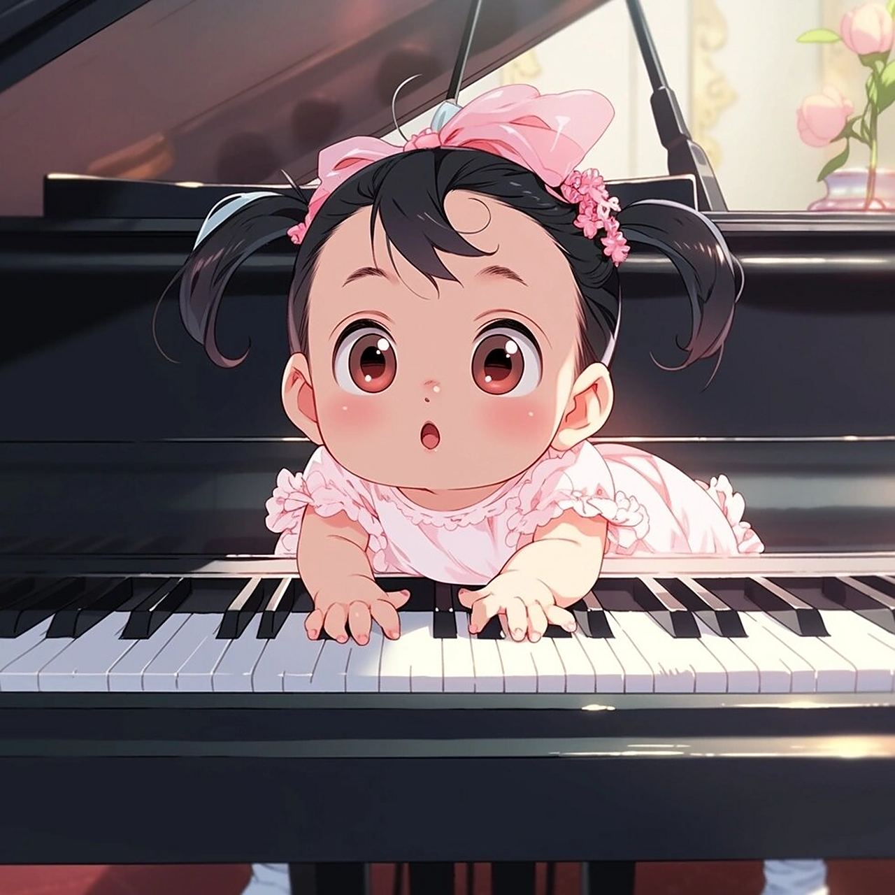超可爱女生头像:弹钢琴的女孩 #钢琴# ##可爱头像# #女生头像# #好看