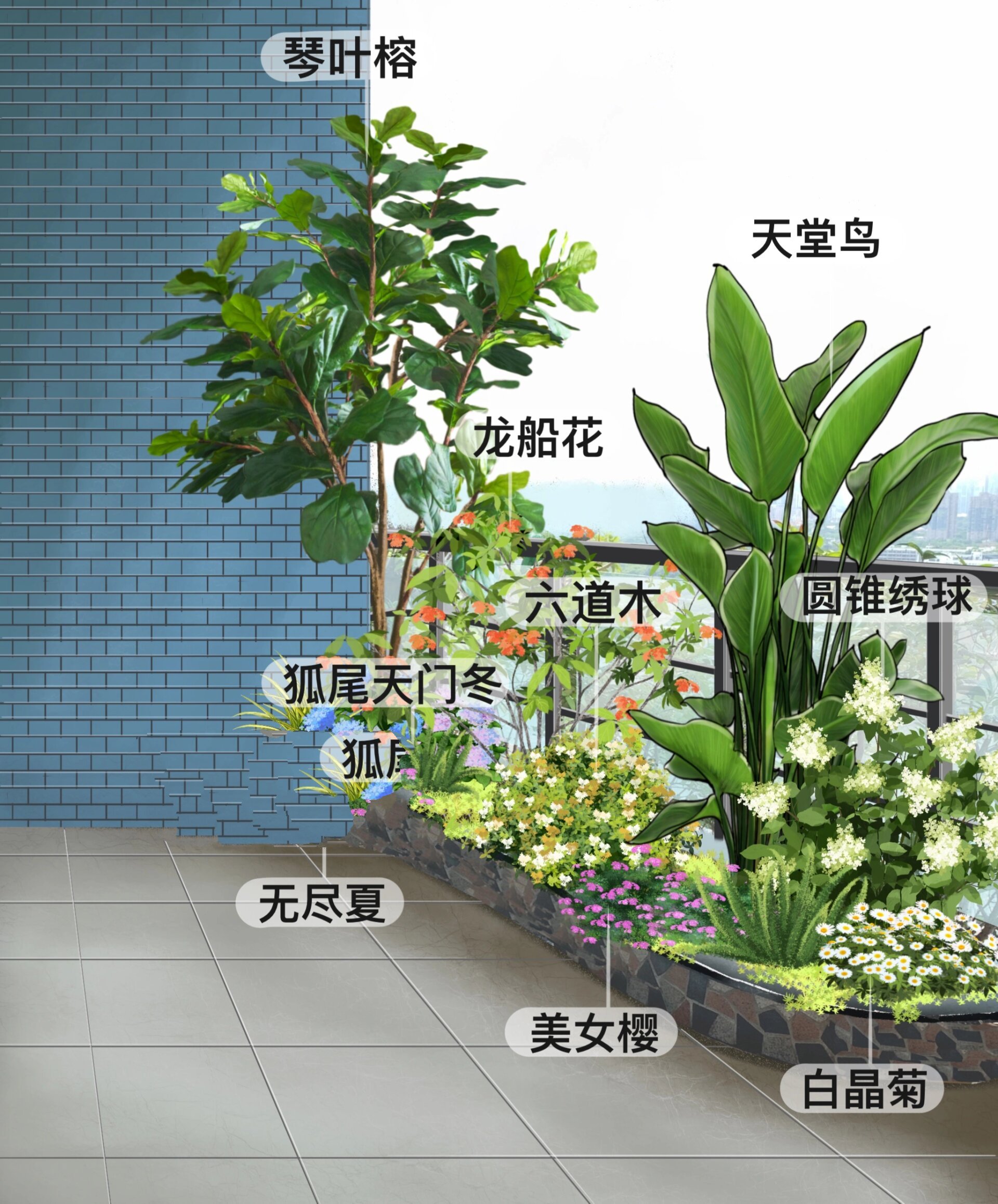 阳台花池植物景观改造设计