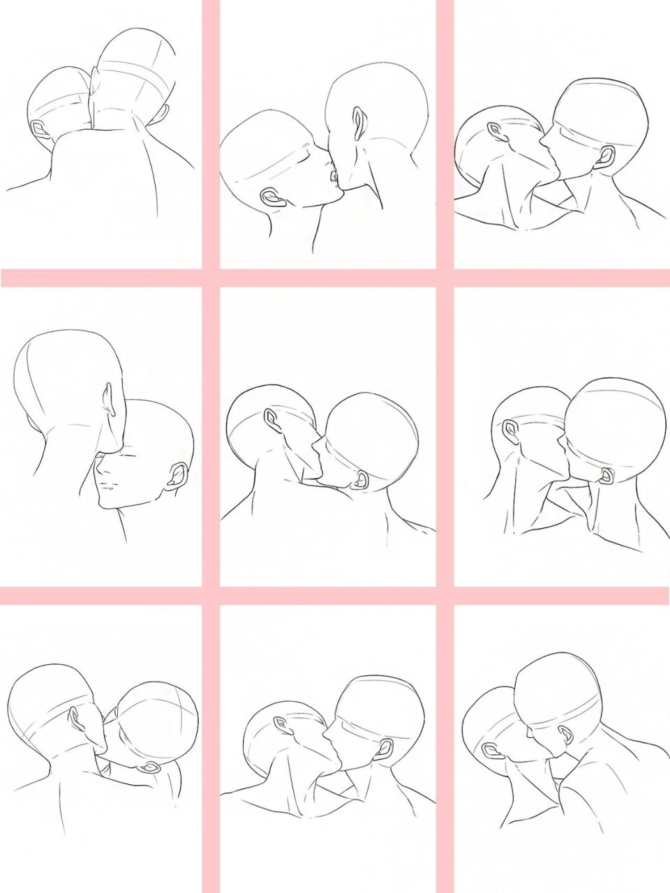 1000张情侣亲亲线稿模板 360°无死角姿势,不管是坐着走着,侧着躺着