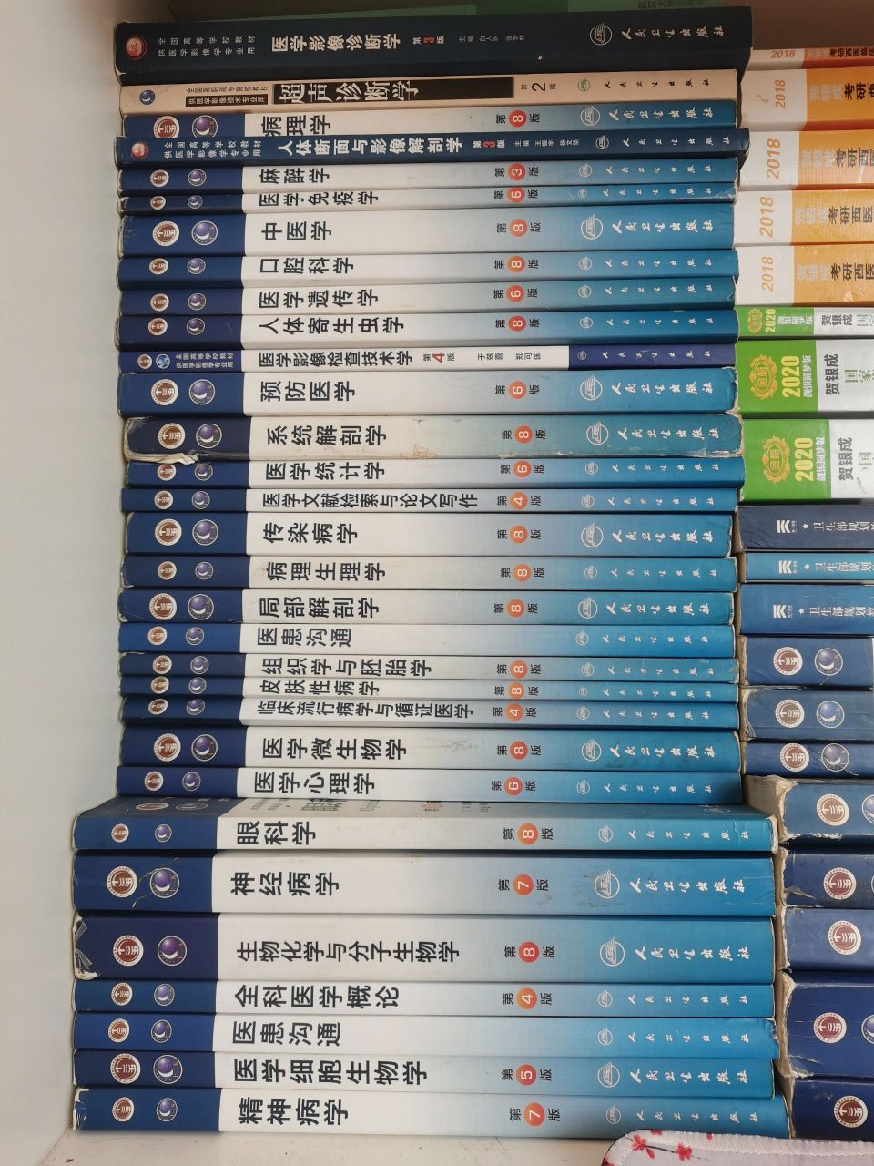 今天五一回家,看见我哥房间里放的整整齐齐的一堆书,我知道医学生要