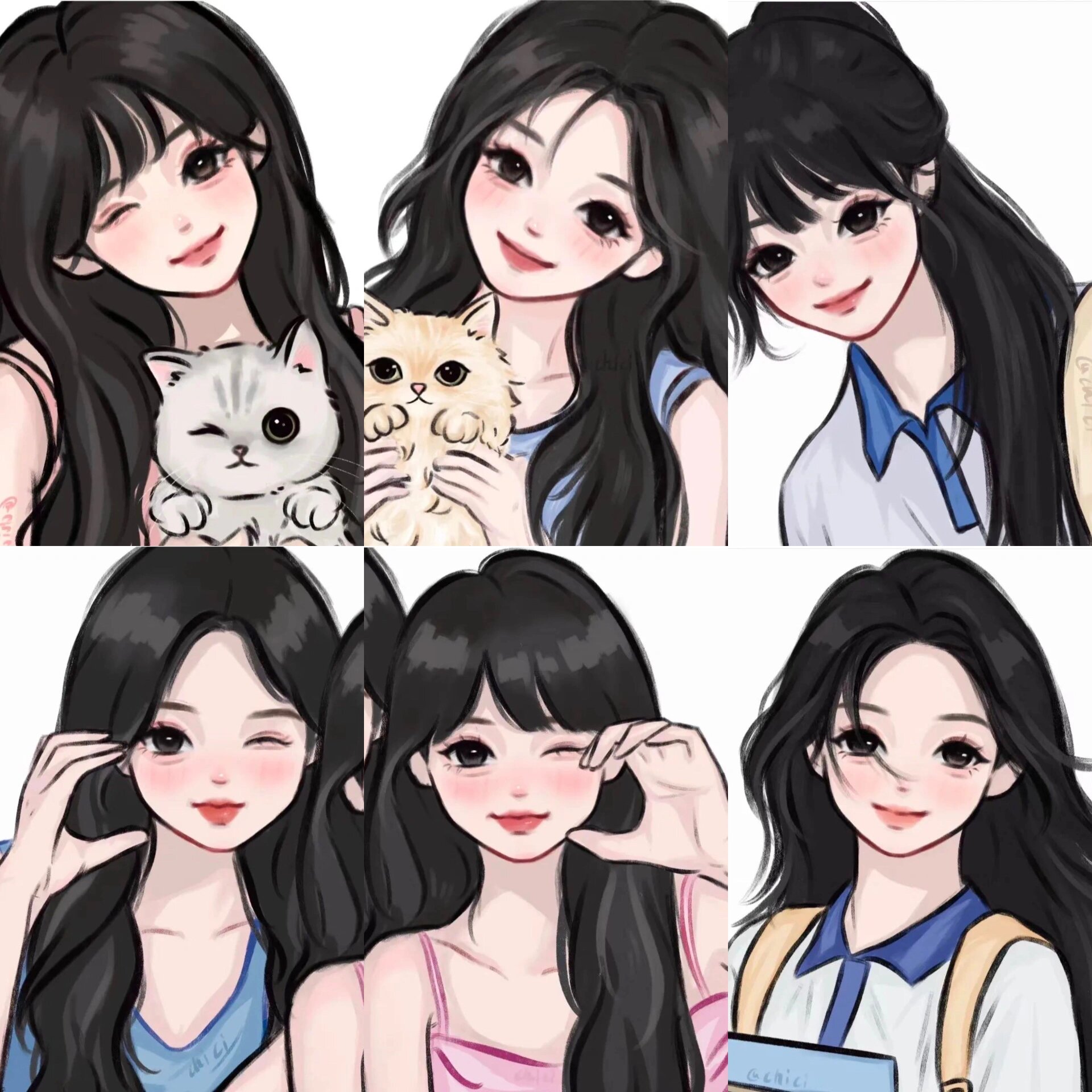 优质手绘闺蜜头像