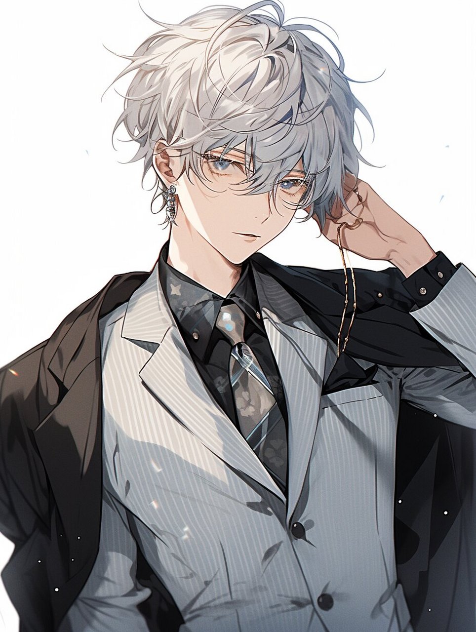 西装白发男头像