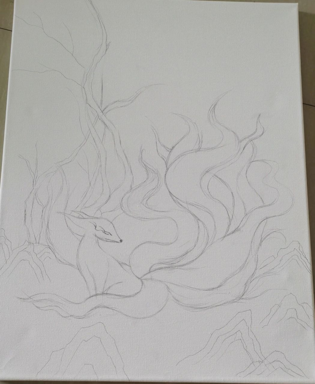 丙烯画山海经九尾狐(有绘画步骤) 山海经九尾狐 参考壁纸