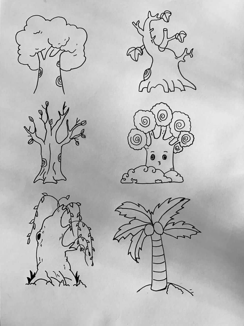 简笔画素材——大树篇 各种各样的树,你喜欢画哪种?