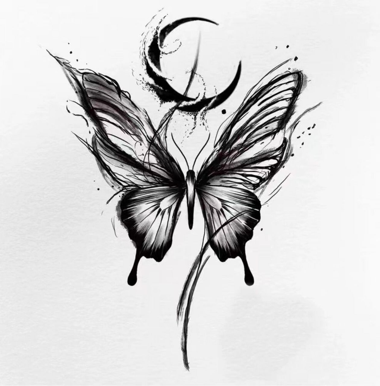 海娜纹身手绘图案分享|蝴蝶03 这种适合大面积画的蝴蝶 画在肩膀上