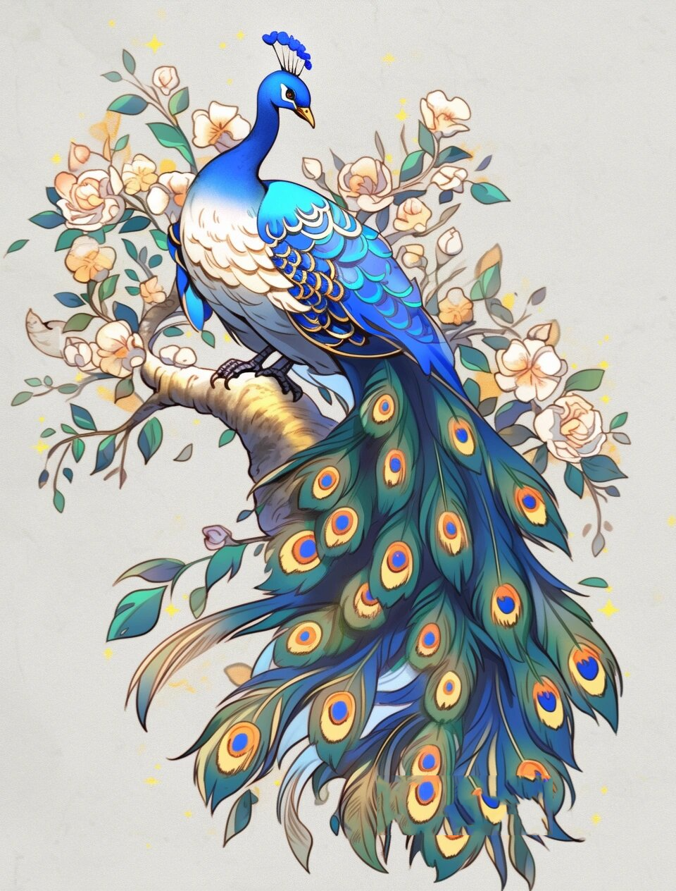 孔雀素材 | ai版超精致·孔雀插画素材合集